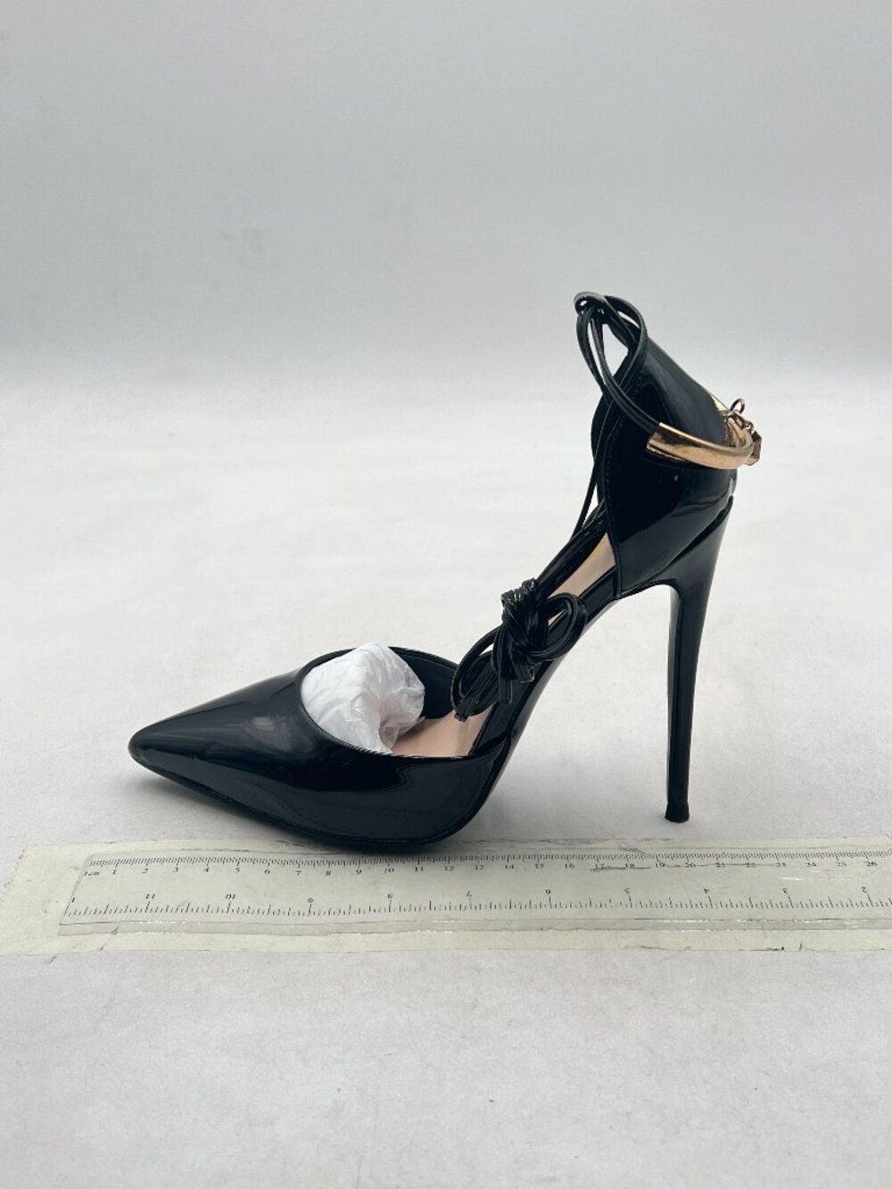 FSJ Black D'Orsay Fashion Cross Strappy High Heels Point Toe Sexy Lace Up Pumps